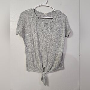 Caution To The Wind Gray Short Sleeve Top!